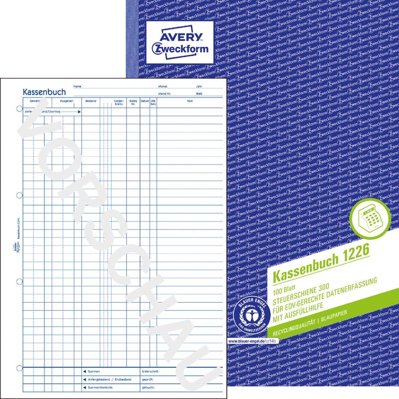 AVERY Zweckform Recycling-Formularbuch "Kassenbuch", A4-0