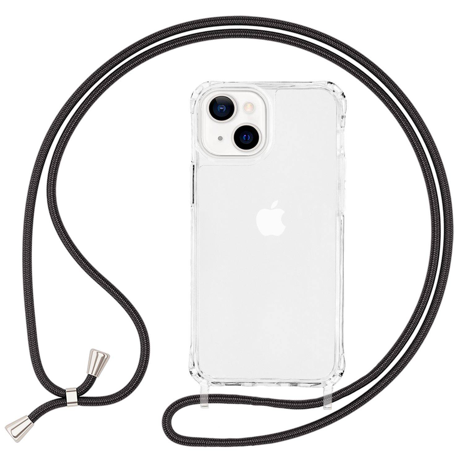 NALIA Klares Hybrid Case mit Kette für iPhone 13, Transparentes Hardcase & Silikon Rahmen, Schutzhülle & Handy-Schnur-0