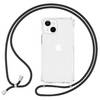 NALIA Klares Hybrid Case mit Kette für iPhone 13, Transparentes Hardcase & Silikon Rahmen, Schutzhülle & Handy-Schnur