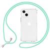 NALIA Klares Hybrid Case mit Kette für iPhone 13, Transparentes Hardcase & Silikon Rahmen, Schutzhülle & Handy-Schnur
