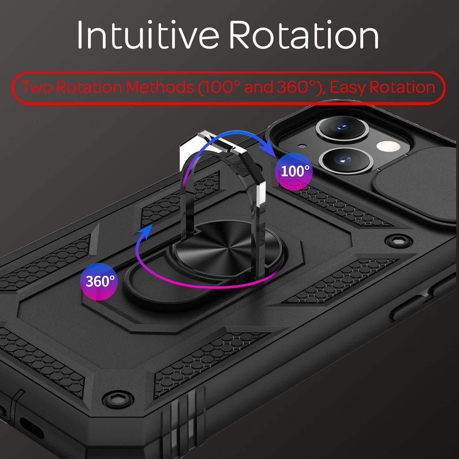 NALIA Military-Style Ringhülle für iPhone 13 Mini, Extrem Schützend mit Display-Rahmen & Kamera-Abdeckung, 360° Ring für-1