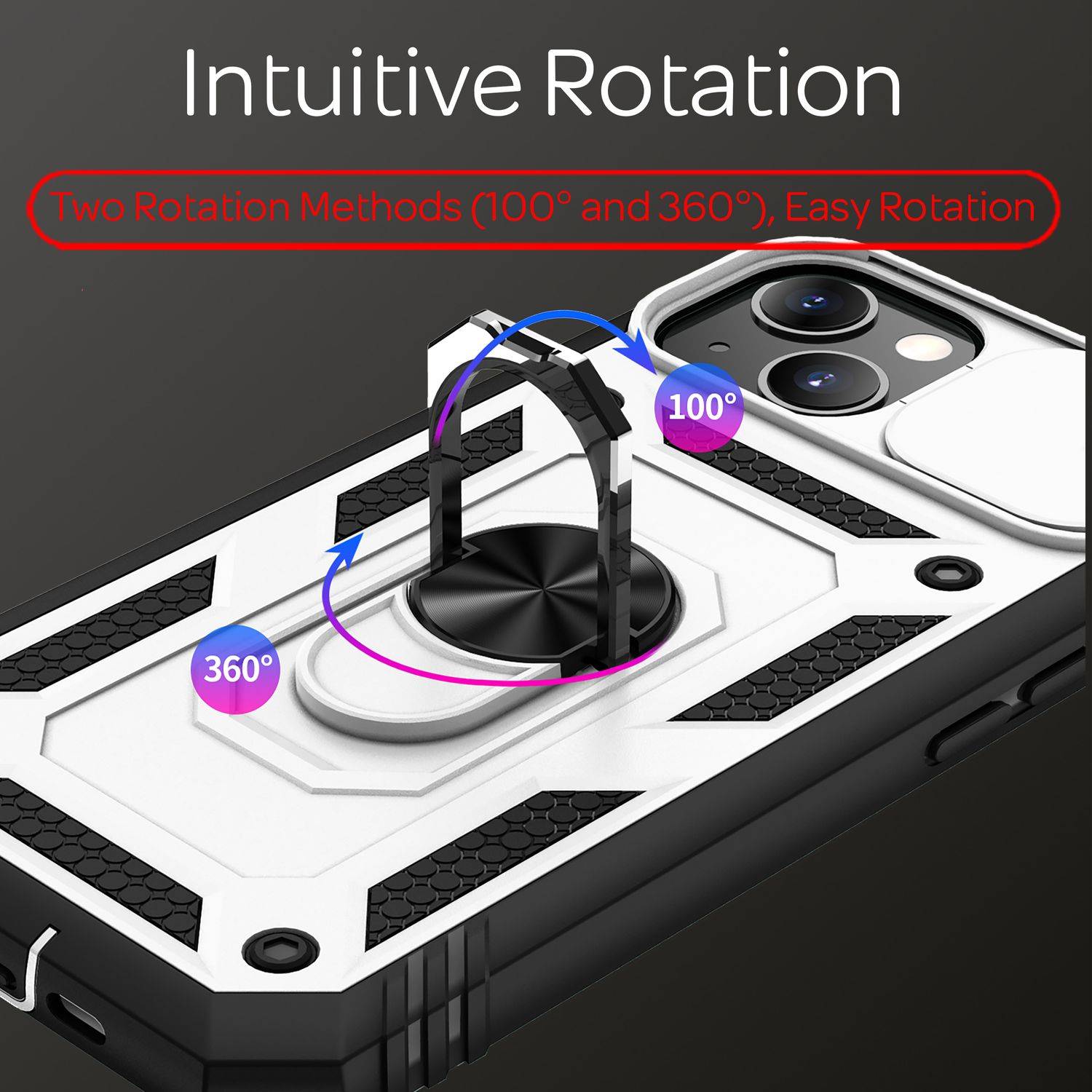 NALIA Military-Style Ringhülle für iPhone 13 Mini, Extrem Schützend mit Display-Rahmen & Kamera-Abdeckung, 360° Ring für-1
