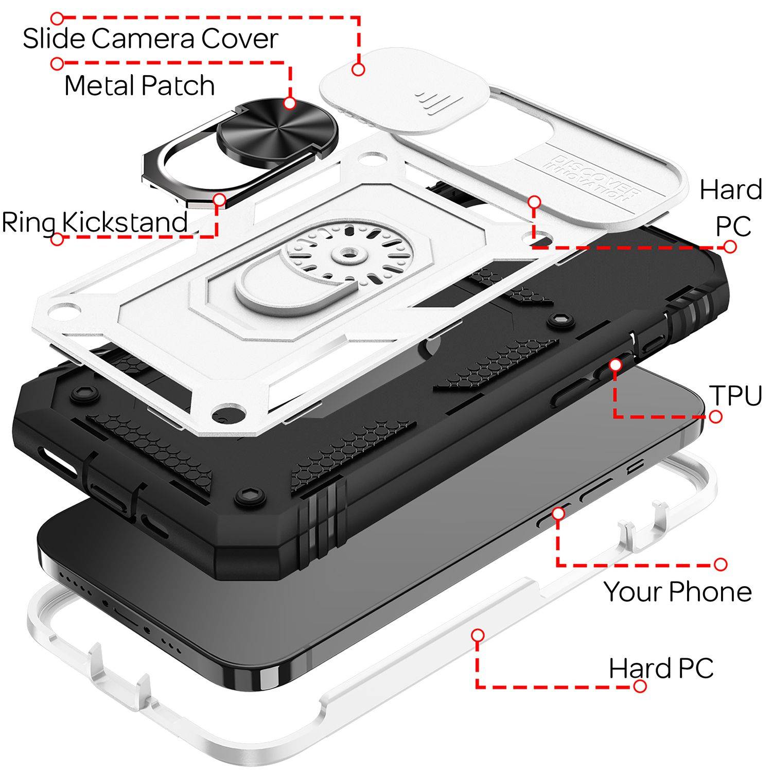 NALIA Military-Style Ringhülle für iPhone 13 Mini, Extrem Schützend mit Display-Rahmen & Kamera-Abdeckung, 360° Ring für-4