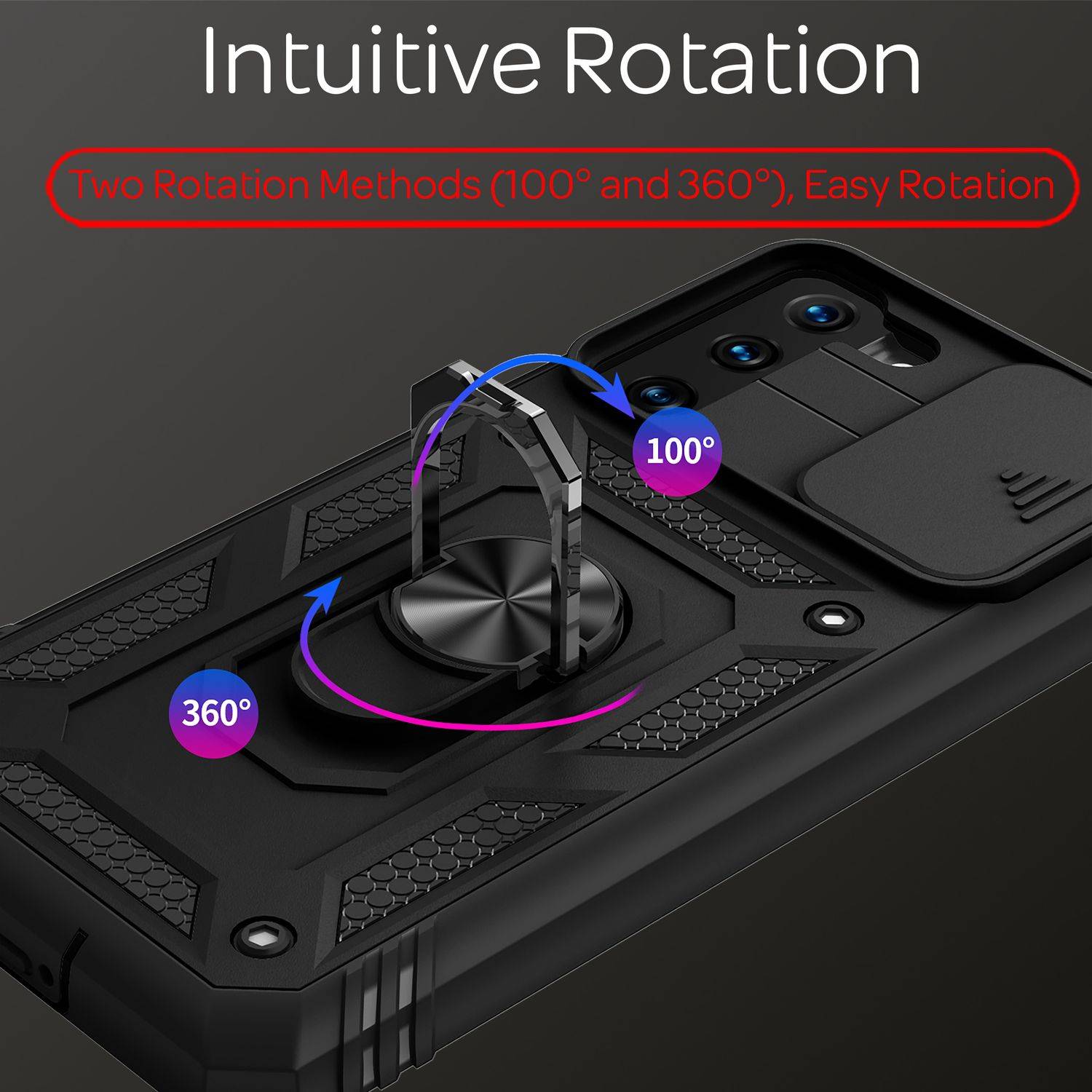 NALIA Military-Style Ringhülle für Samsung Galaxy S21, Extrem Schützend mit Display-Rahmen & Kamera-Abdeckung Schwarz-1