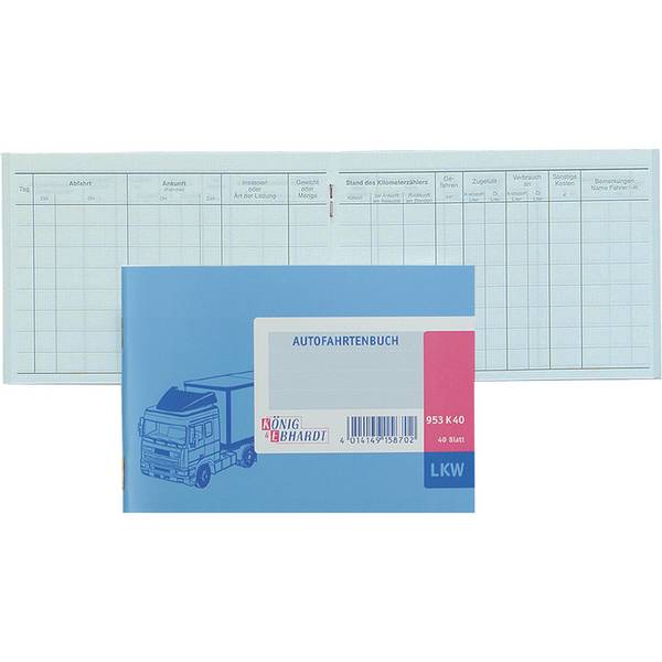 Formularbuch Fahrtenbuch A6 quer LKW VE=40 Blatt