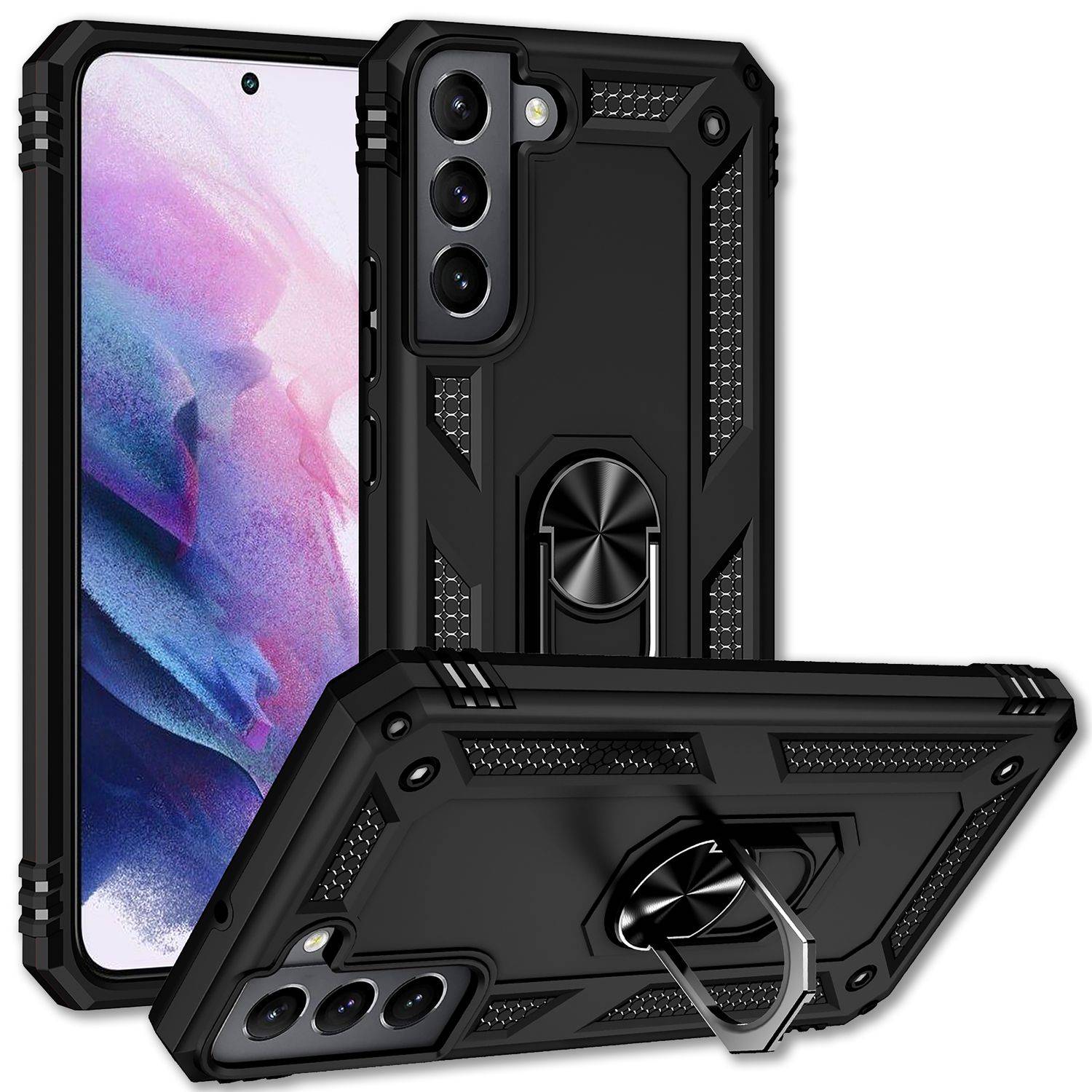 NALIA Military-Style Ringhülle für Samsung Galaxy S22, Extrem Schützend Stoßfest Robust, 360° Ring für Standfunktion-0