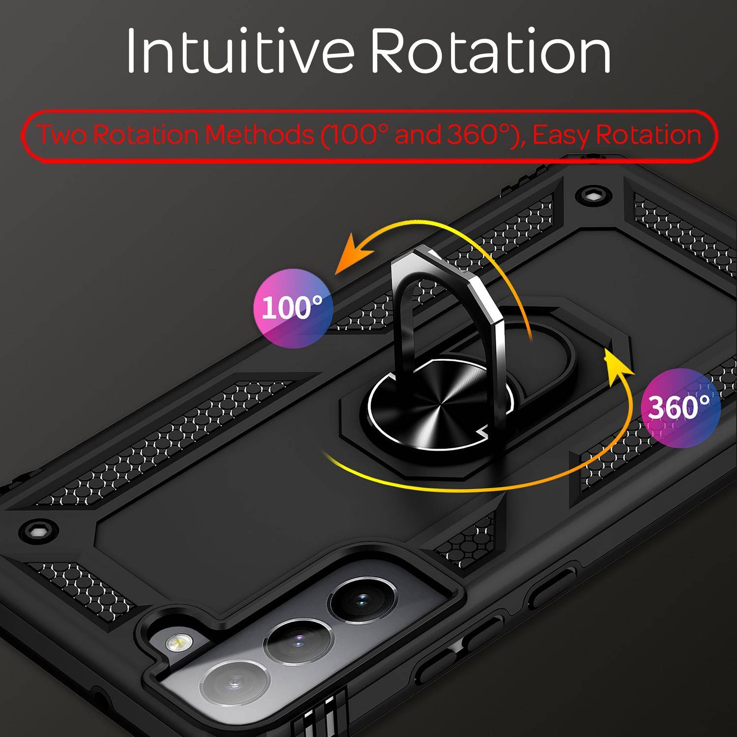 NALIA Military-Style Ringhülle für Samsung Galaxy S22, Extrem Schützend Stoßfest Robust, 360° Ring für Standfunktion-1