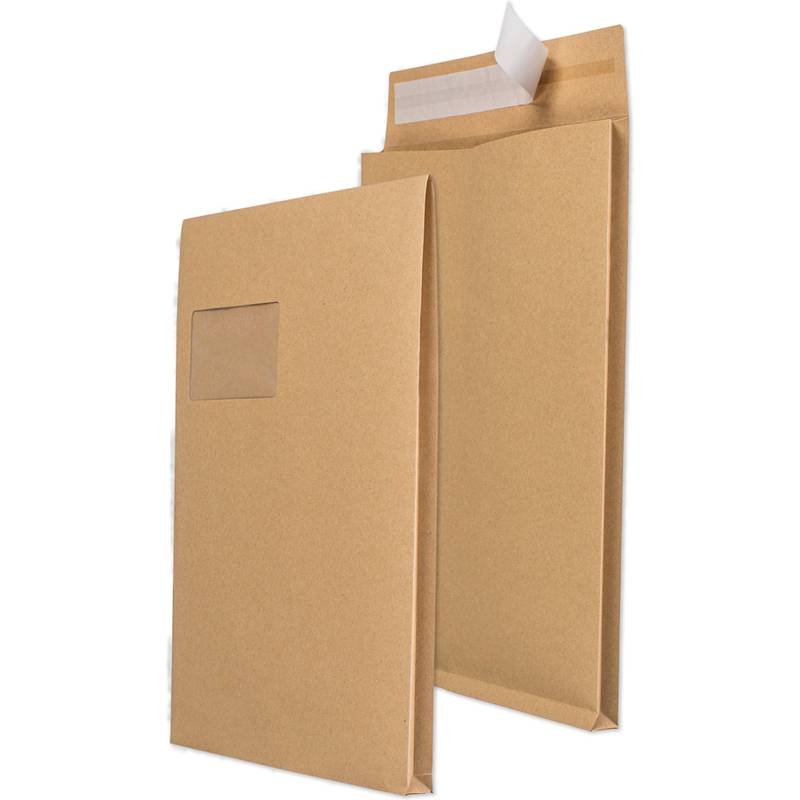MAILmedia Faltenversandtasche C4, mit Fenster, braun-0