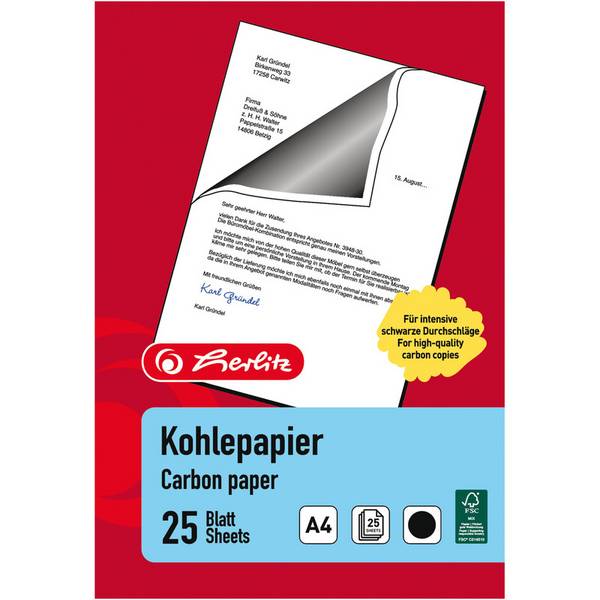 herlitz Kohlepapier, DIN A4, Inhalt: 25 Blatt