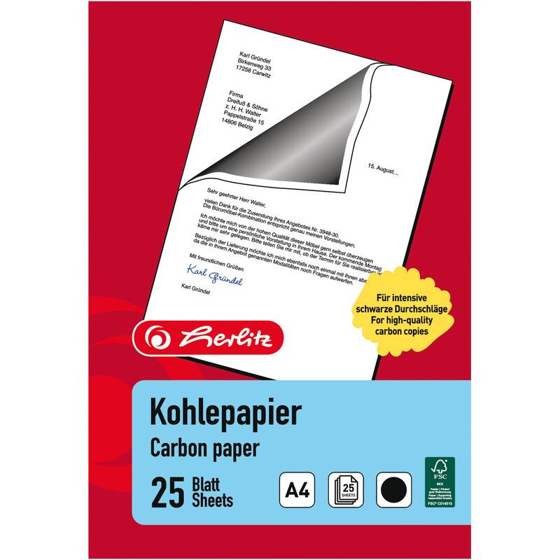 herlitz Kohlepapier, DIN A4, Inhalt: 25 Blatt-0
