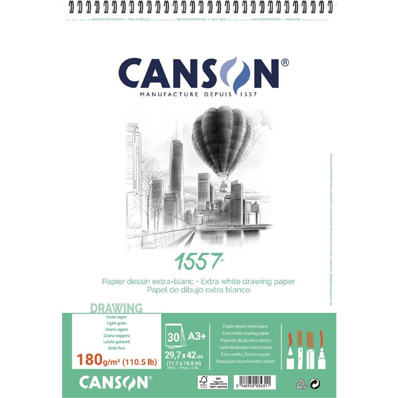 CANSON Zeichenpapierblock 1557, DIN A3, 180 g/qm, 30 Blatt (5299181)-0
