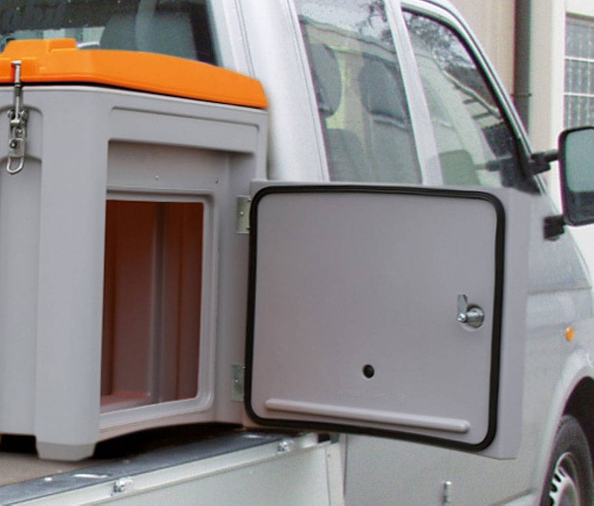 CEMO CEMbox 750 l grau/orange kranbar mit Seitentür-1