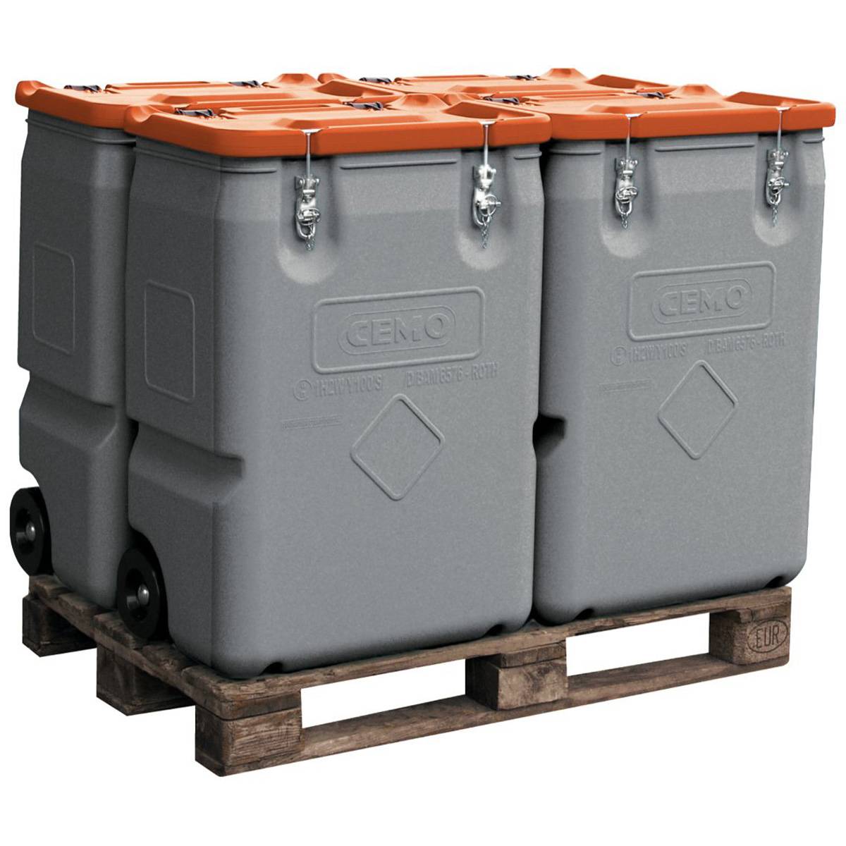 CEMO Mobil-Box 170 l grau mit Deckel orange mit Gefahrgut-Zulassung-1
