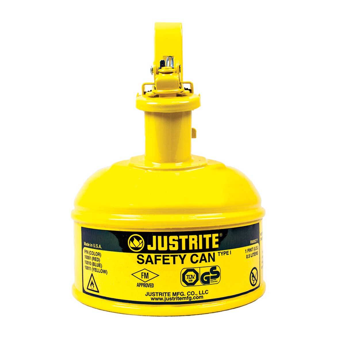 Justrite® Sicherheitsbehälter Typ I, Auslösegriff, gelb, 0,5 Liter-0