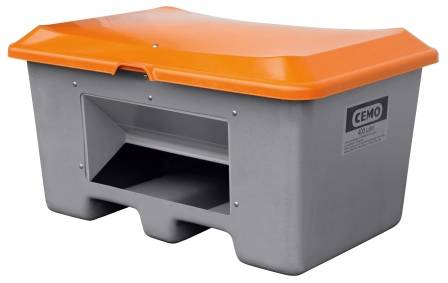 CEMO Streugutbehälter 400l Plus3 grau/orange mit Entnahmeöffnung und Staplertaschen-0