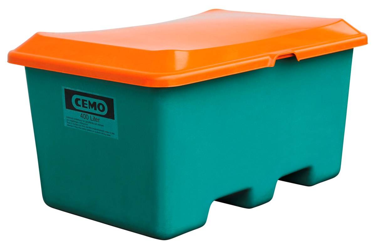 CEMO Streugutbehälter 400l Plus3 grün/orange mit Staplertaschen-0