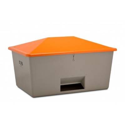 CEMO Streugutbehälter 2200l grau/orange mit Entnahmeöffnung in der Längsseite-0