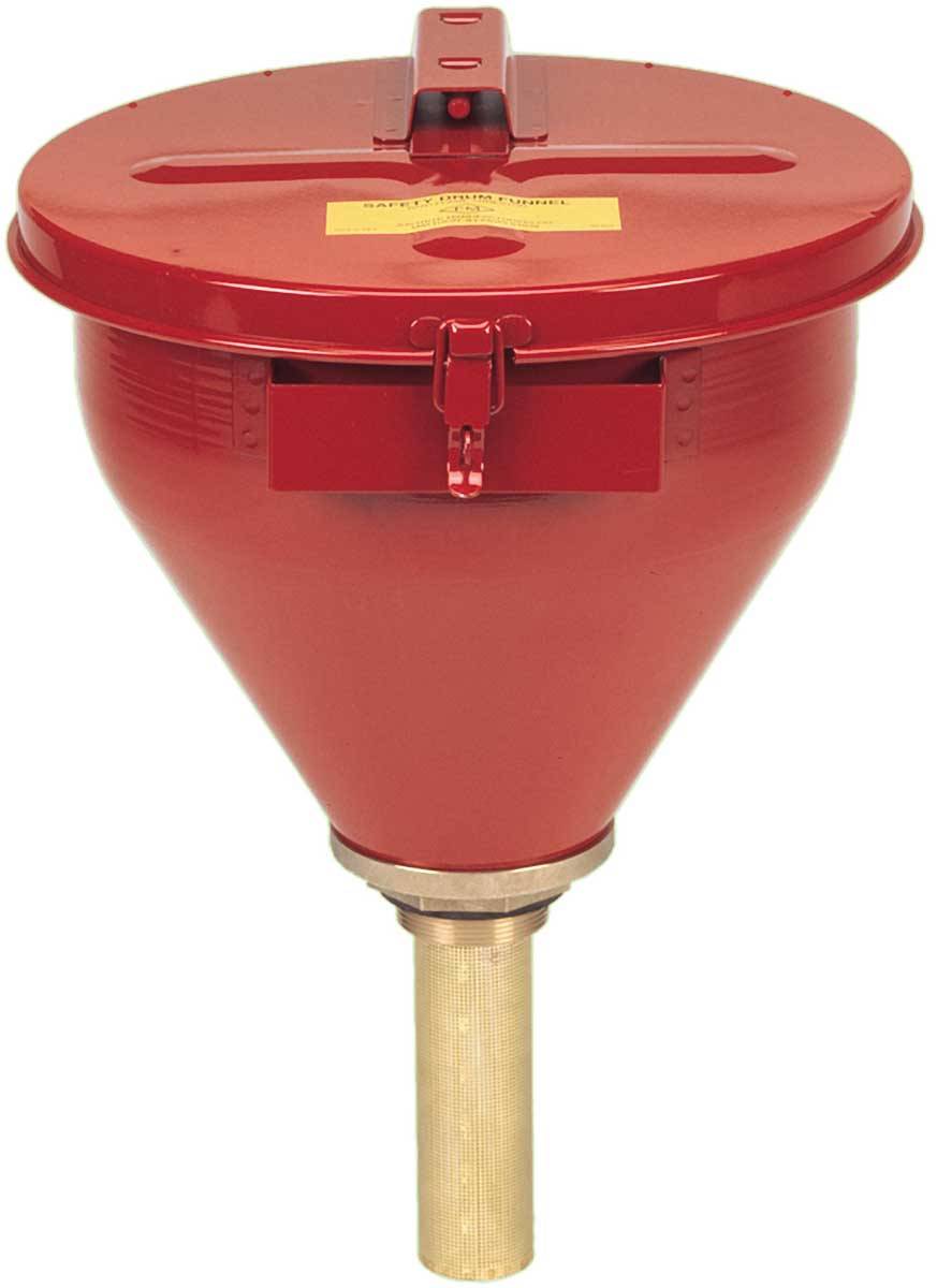 Justrite® Sicherheits-Fasstrichter, Flammensperre 150 mm, rot