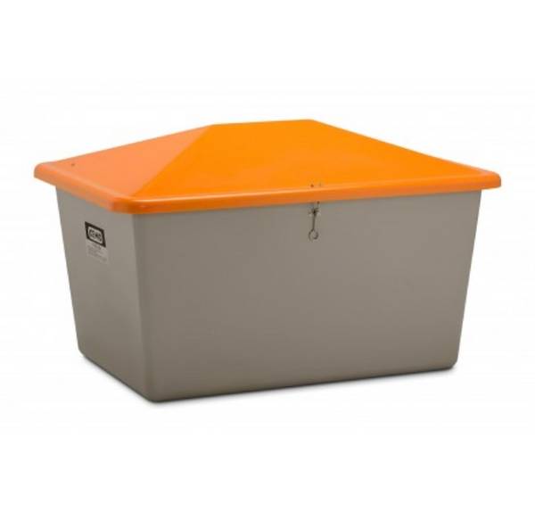 CEMO Streugutbehälter 1100l grau/orange aus glasfaserverstärktem Kunststoff (GFK)