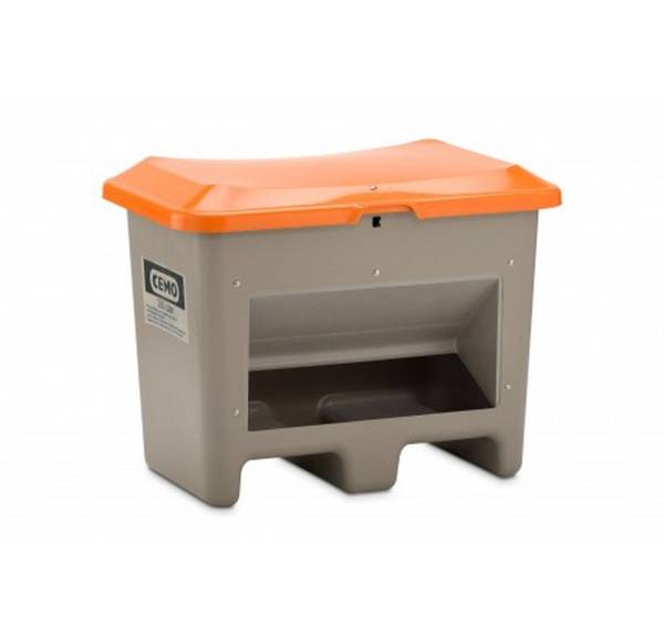 CEMO Streugutbehälter 200l Plus3 grau/orange mit Entnahmeöffnung und Staplertaschen