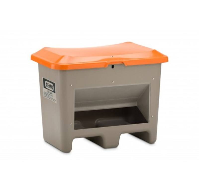CEMO Streugutbehälter 200l Plus3 grau/orange mit Entnahmeöffnung und Staplertaschen-0