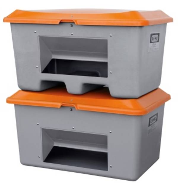 CEMO Streugutbehälter 400l Plus3 grau/orange mit Entnahmeöffnung