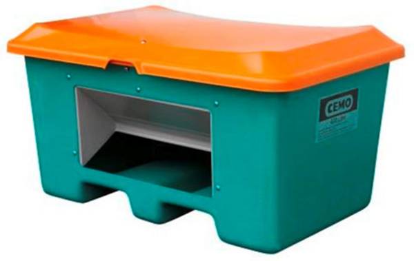 CEMO Streugutbehälter 400l Plus3 grün/orange mit Entnahmeöffnung und Staplertaschen