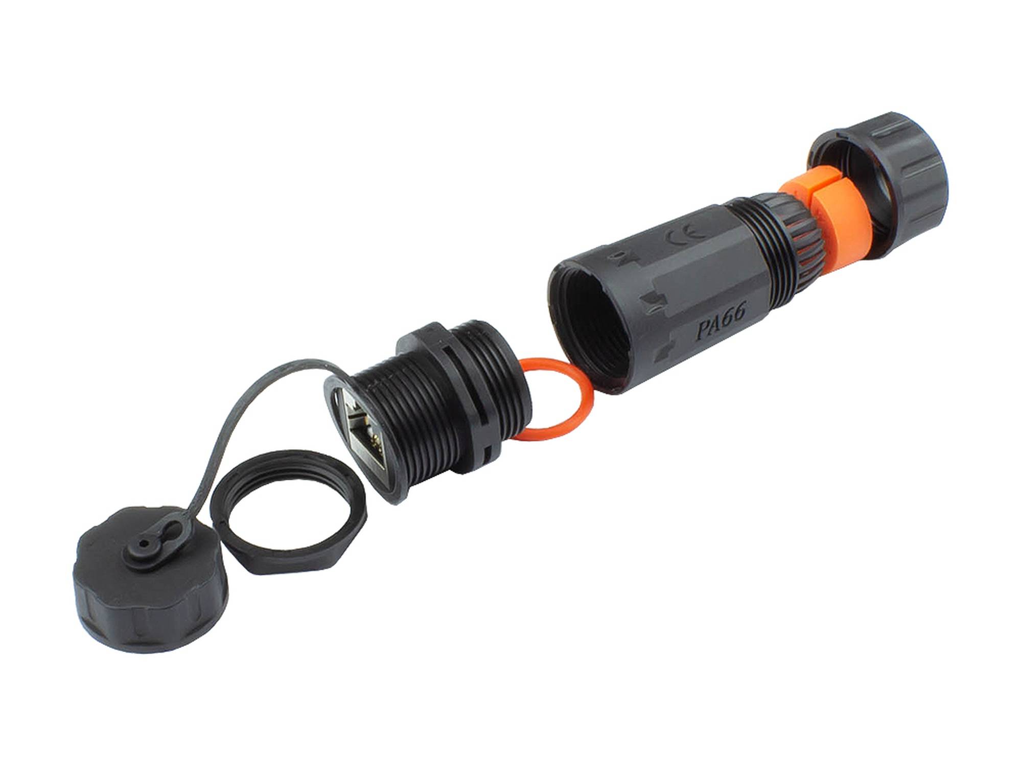 Patchkabelkupplung, Outdoor (IP68), Cat. 6A, RJ45, vollgeschirmt, schwarz, Good Connections®-3