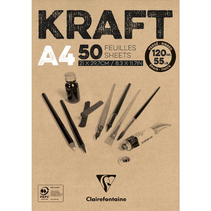 Clairefontaine Zeichenpapierblock "KRAFT", DIN A4, 120 g/qm