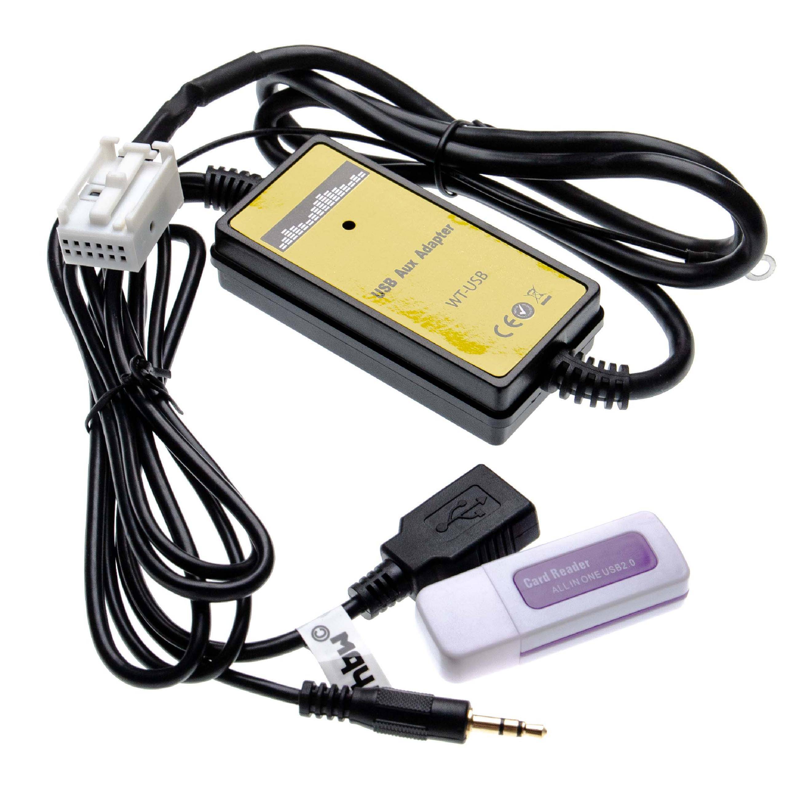 vhbw AUX KFZ Radio Kabel kompatibel mit Audi Concert 2+/3 | Chorus 2+/3, BNS 5.0, Navigation Plus 3 Auto, Autoradio (9,5-2