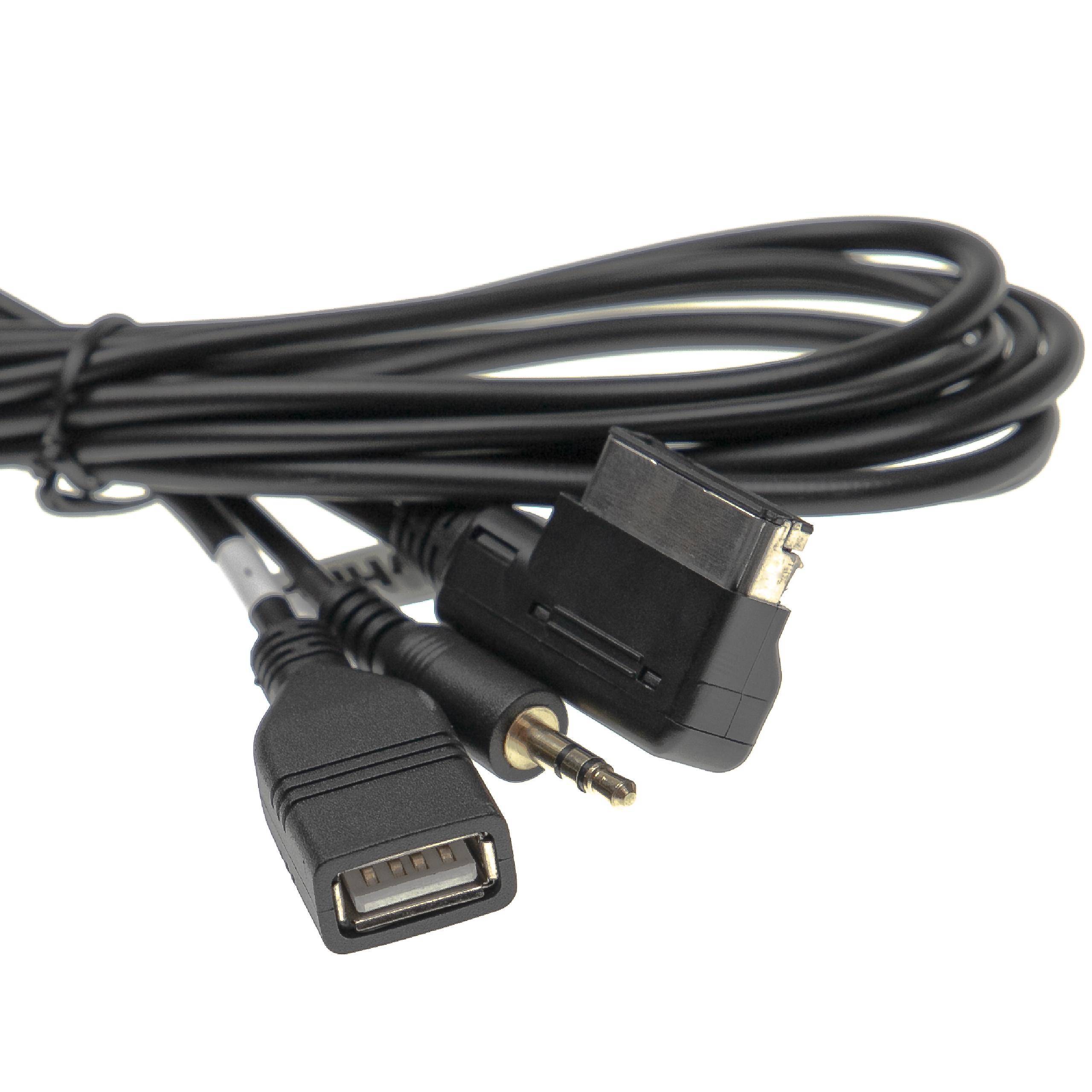 vhbw AUX KFZ Radio Y-Adapter Kabel kompatibel mit Seat Alhambra | Altea, Leon, Exeo, Ibiza Auto, Autoradio (200 cm)-4