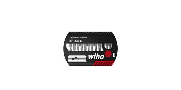 Wiha Bit Set FlipSelector Standard 25 mm gemischt 15-tlg. 1/4" C6,3 mit Gürtelclip (39083)