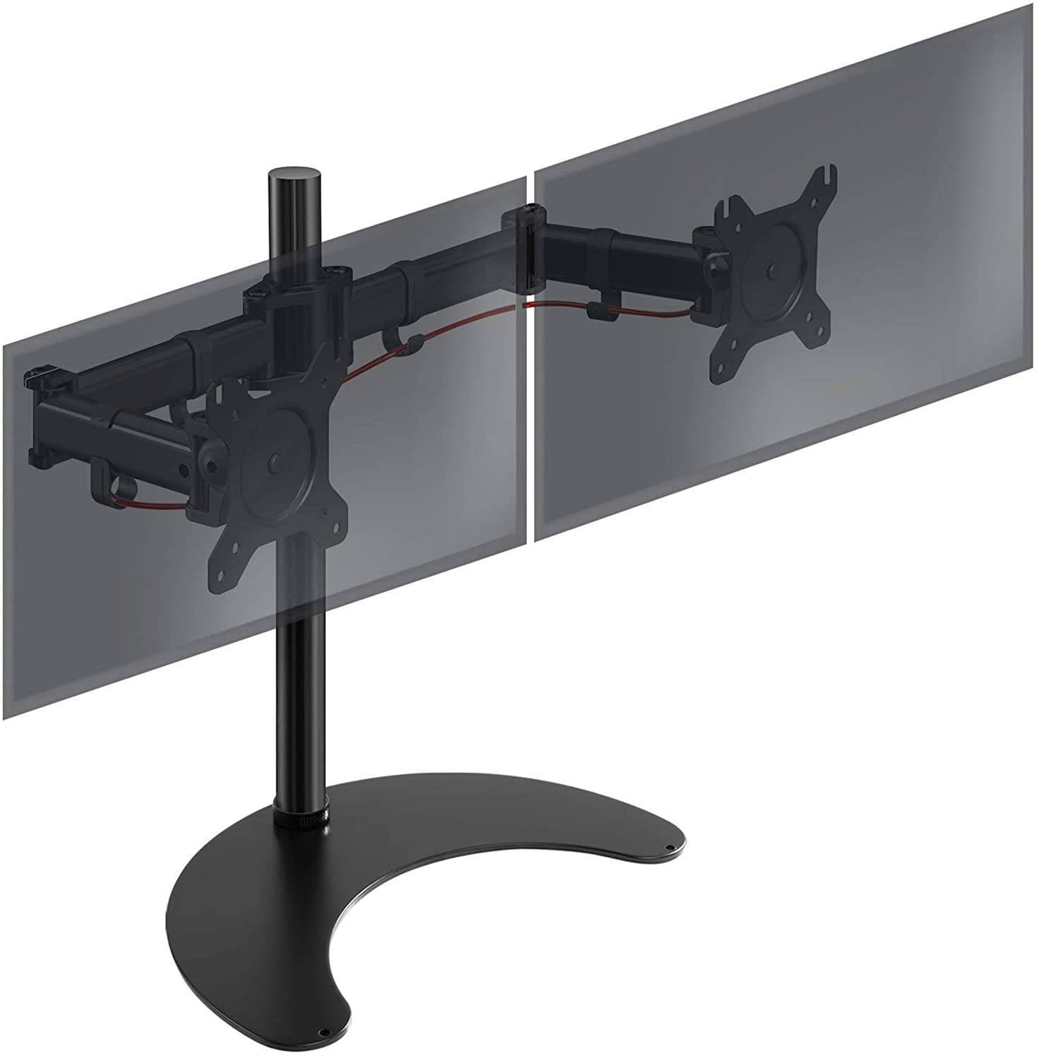 Duronic DM25D2 Monitorfuß für zwei 27" - 8kg Kapazität - Verstellbar in Höhe, Neigung und Drehung - VESA 75/100-0