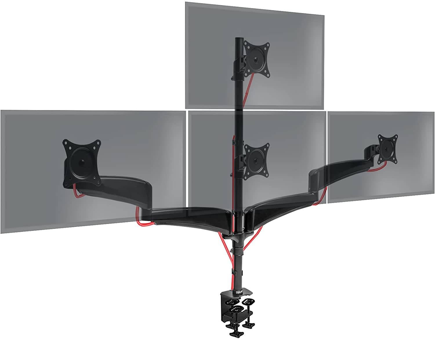 Duronic DM453VX1 Monitorhalter für vier 27" - 13kg Kapazität - Verstellbar in Höhe, Neigung und Drehung - VESA 75/100-0