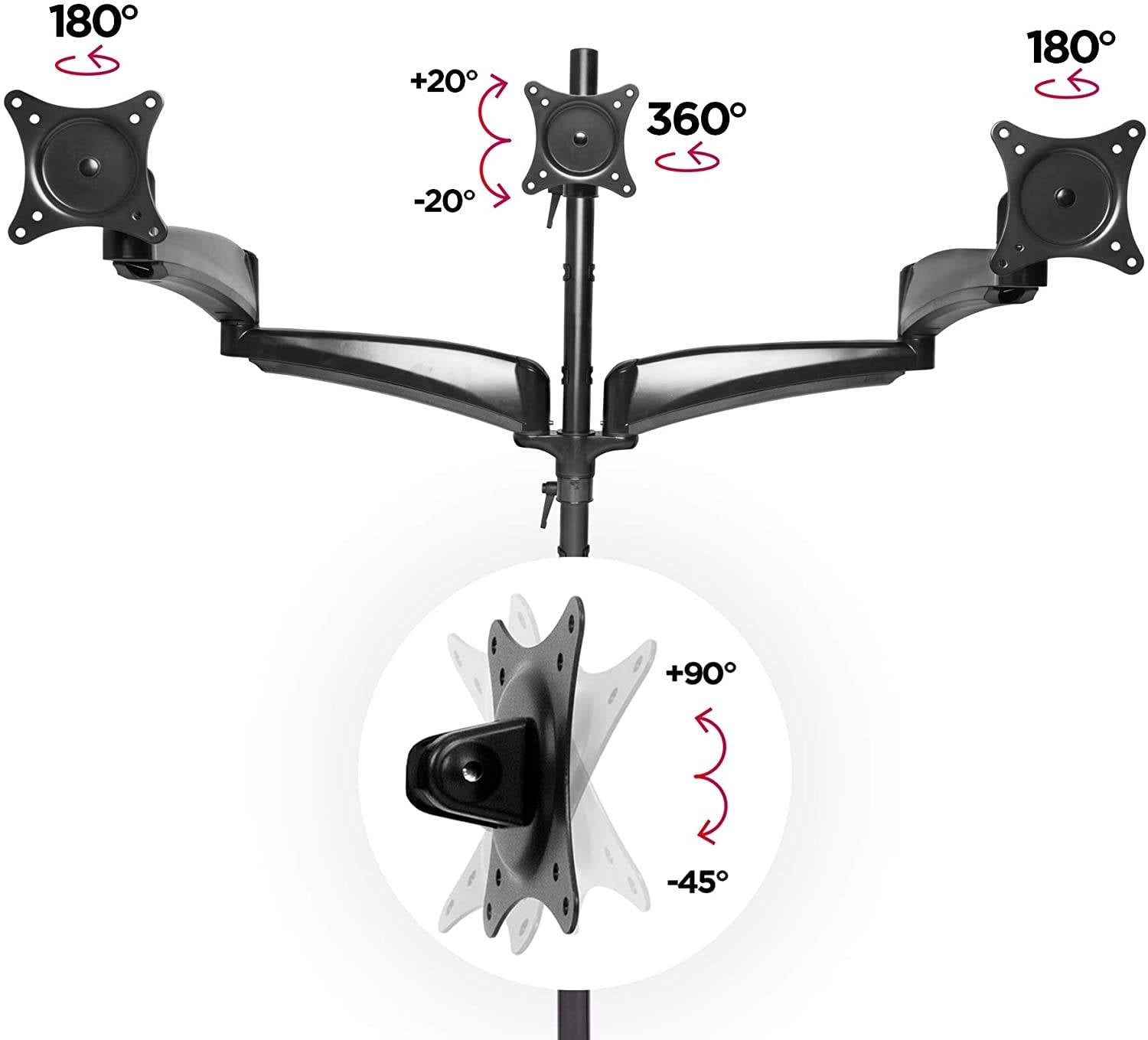 Duronic DM453VX1 Monitorhalter für vier 27" - 13kg Kapazität - Verstellbar in Höhe, Neigung und Drehung - VESA 75/100-3