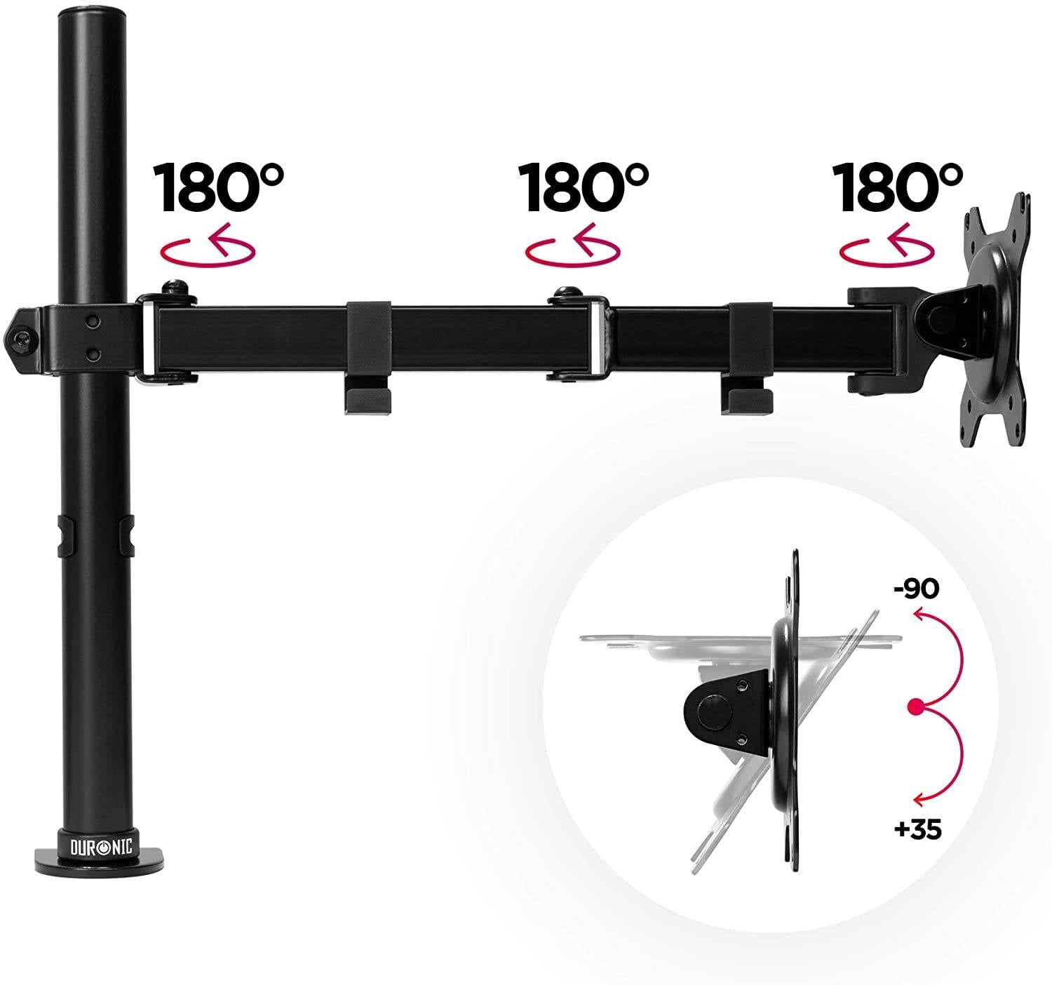 Duronic DM151X3 Monitorhalterung bis 32 Zoll - 8kg Kapazität - Verstellbar in Höhe, Neigung und Drehung - VESA 75/100-3
