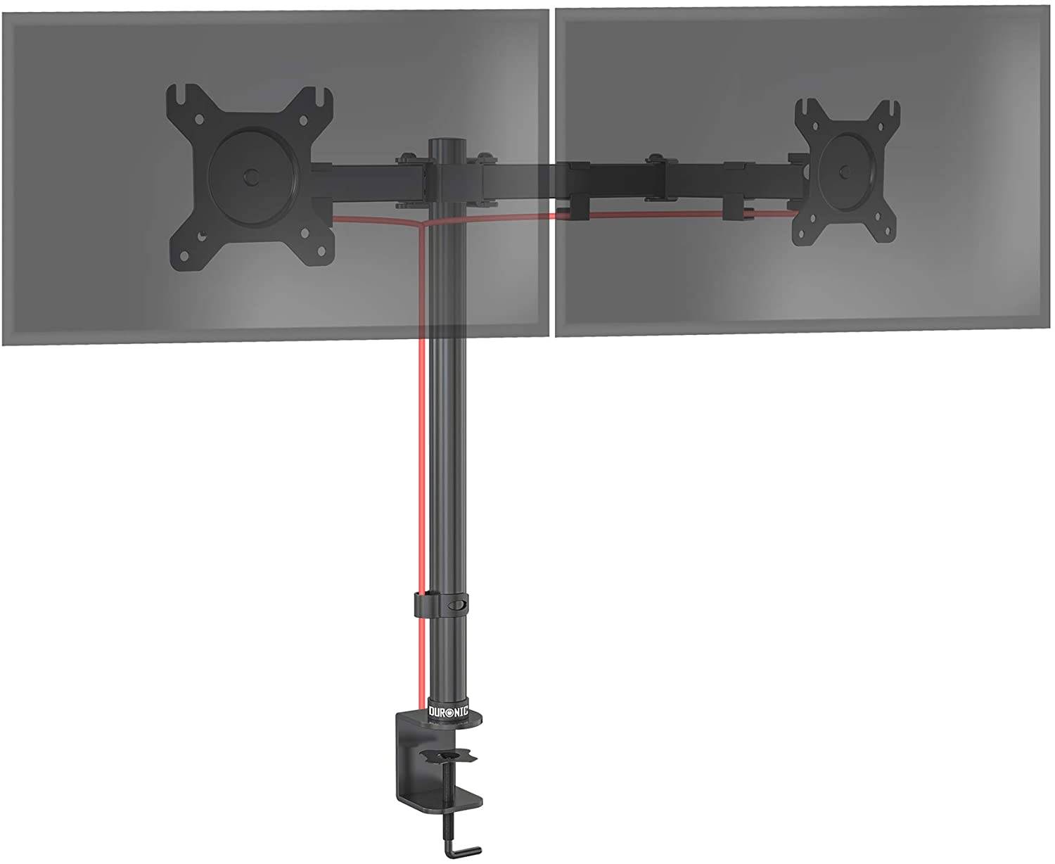 Duronic DM152 Monitorhalterung für zwei 27" - 8kg Kapazität - Verstellbar in Höhe, Neigung und Drehung - VESA 75/100-0
