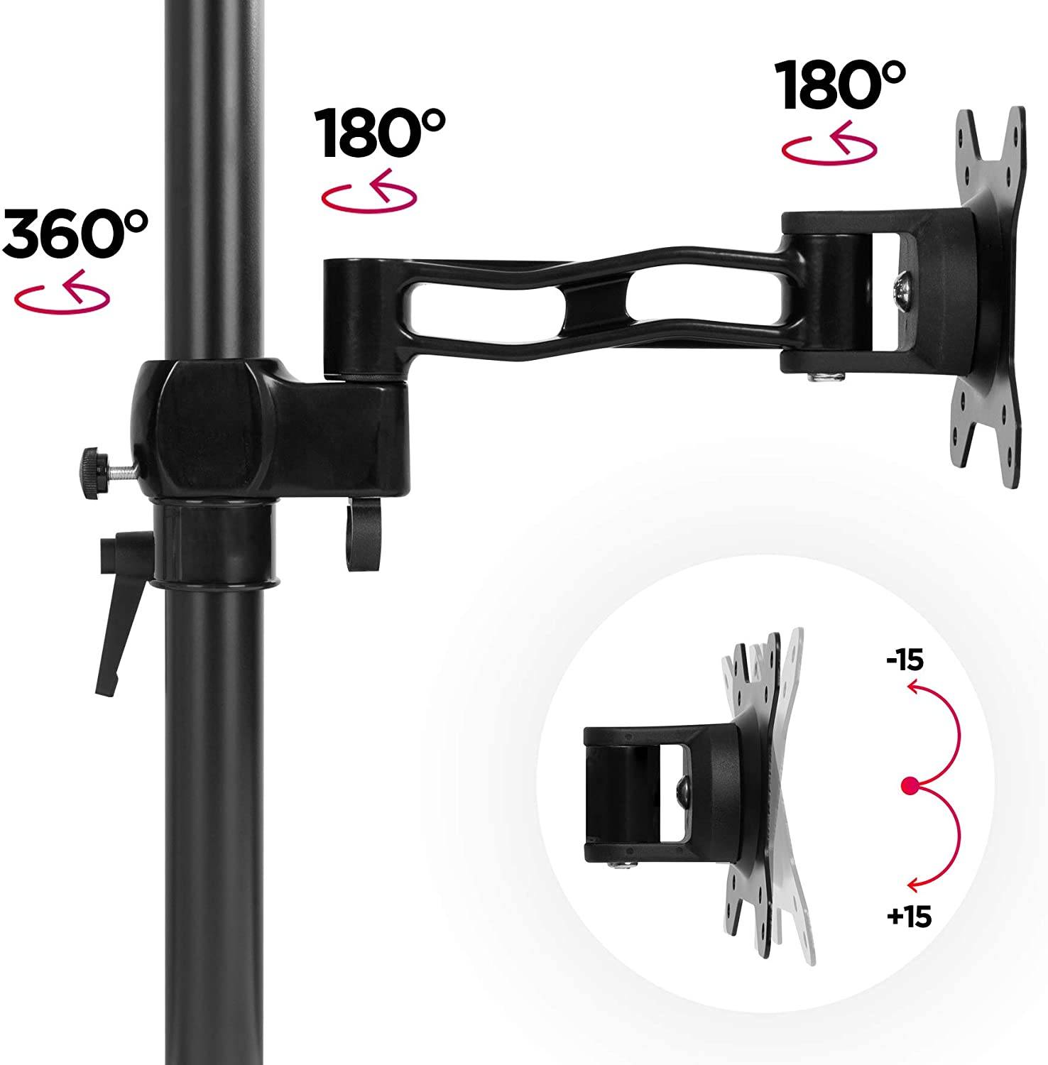 Duronic DM351X2 Monitorhalterung für 27 Zoll - 10kg Kapazität - Verstellbar in Höhe, Neigung und Drehung - VESA 75/100-3