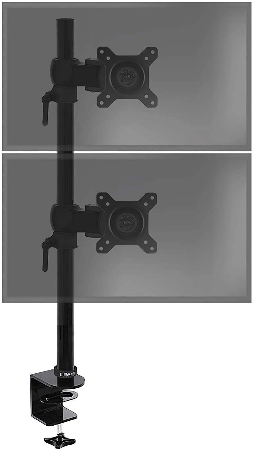 Duronic DM35V2X1 Monitorhalterung für zwei 27" - 8kg Kapazität - Verstellbar in Höhe, Neigung und Drehung - VESA 75/100-0