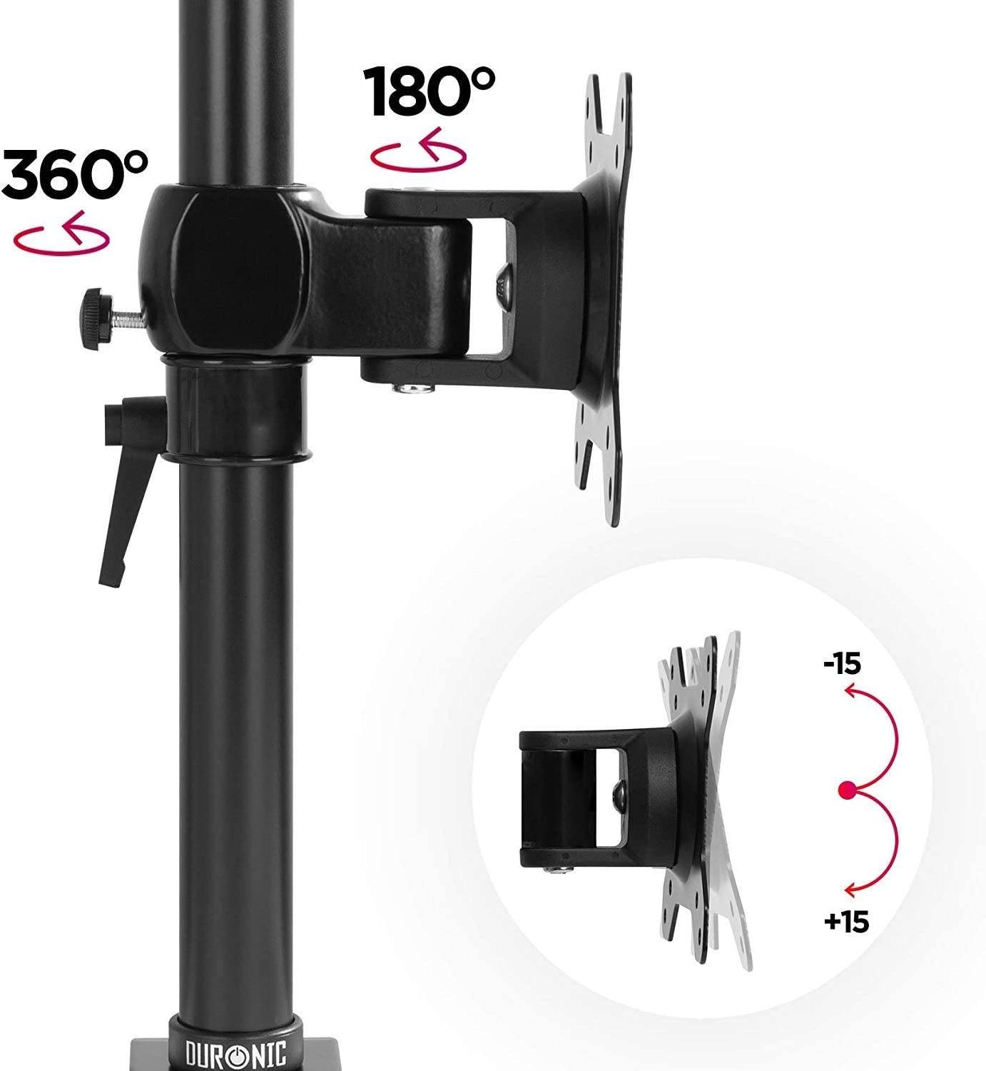 Duronic DM35V2X1 Monitorhalterung für zwei 27" - 8kg Kapazität - Verstellbar in Höhe, Neigung und Drehung - VESA 75/100-3
