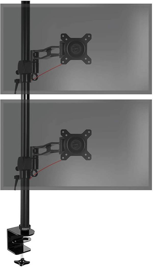 Duronic DM35V2X2 Monitorhalterung für zwei 27" - 8kg Kapazität - Verstellbar in Höhe, Neigung und Drehung - VESA 75/100