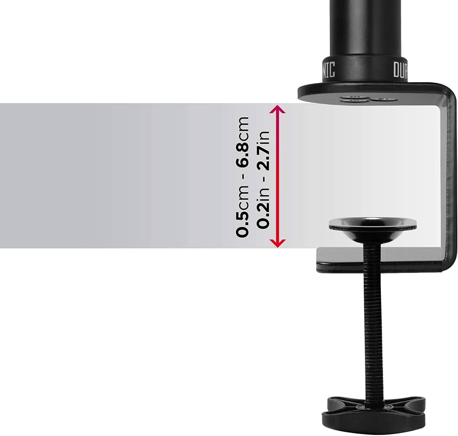 Duronic DM35V2X2 Monitorhalterung für zwei 27" - 8kg Kapazität - Verstellbar in Höhe, Neigung und Drehung - VESA 75/100-4