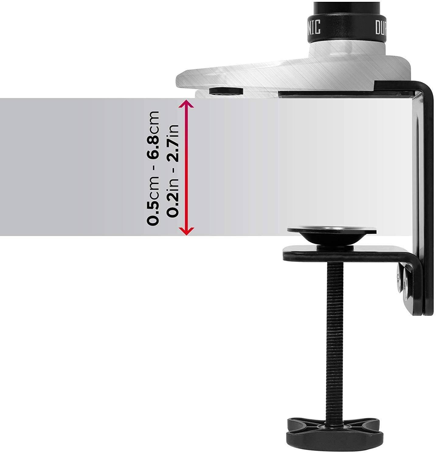 Duronic DM651X2 Monitorhalterung für 27 Zoll - 8kg Kapazität - Verstellbar in Höhe, Neigung und Drehung - VESA 75/100-4