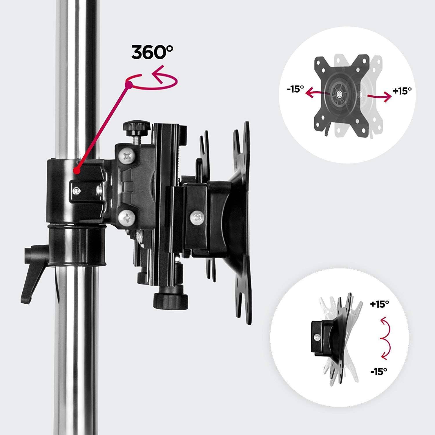 Duronic DM753 Monitorfuß für drei 24 Zoll - 8kg Kapazität - Verstellbar in Höhe, Neigung und Drehung - VESA 75/100-3