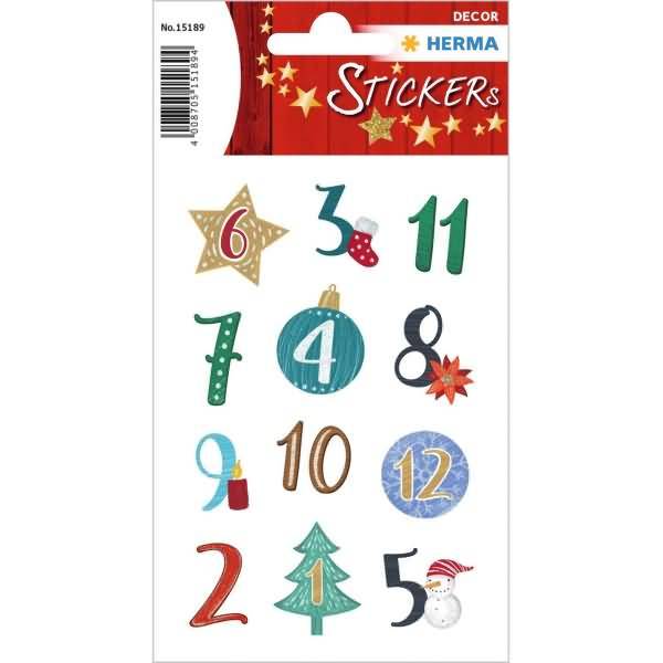 Adventskalenderzahlen Weihnachts-Symbole beglimmert-0