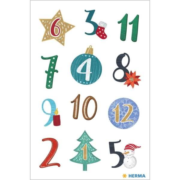 Adventskalenderzahlen Weihnachts-Symbole beglimmert-1