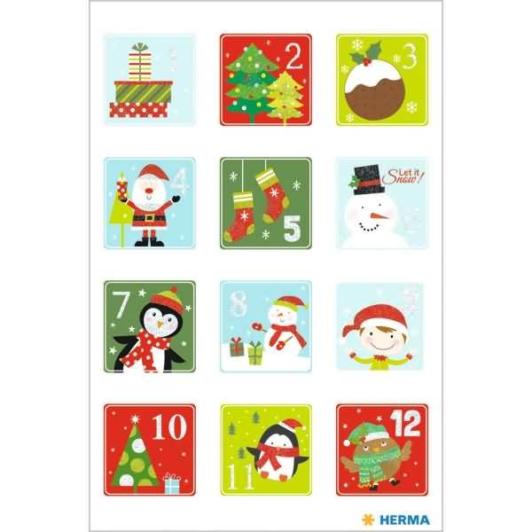 HERMA Weihnachts-Sticker DECOR Adventskalenderzahlen Kinder (6501723)-1