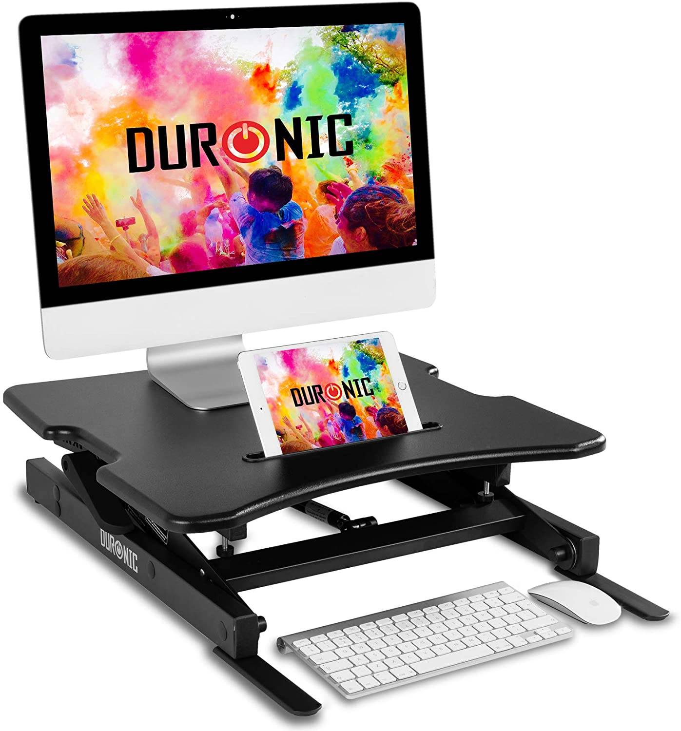 Duronic DM05D18 Workstation bis 42cm höhenverstellbar - Sit-Stand Stehpult mit Handyablage - 55cm x 53cm-0
