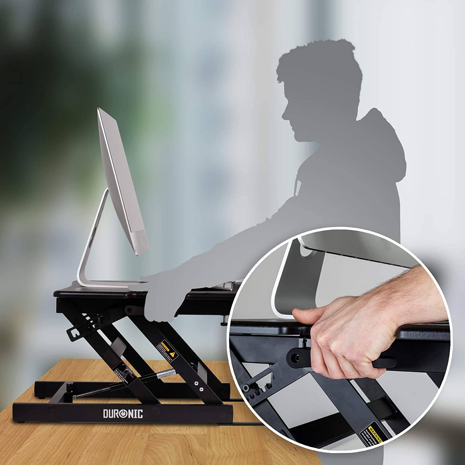 Duronic DM05D18 Workstation bis 42cm höhenverstellbar - Sit-Stand Stehpult mit Handyablage - 55cm x 53cm-2
