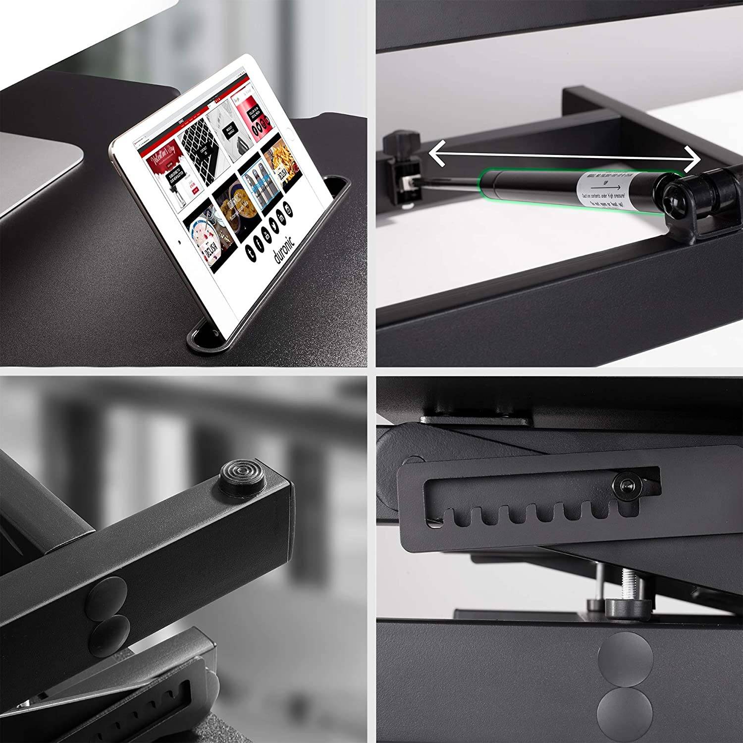 Duronic DM05D18 Workstation bis 42cm höhenverstellbar - Sit-Stand Stehpult mit Handyablage - 55cm x 53cm-3